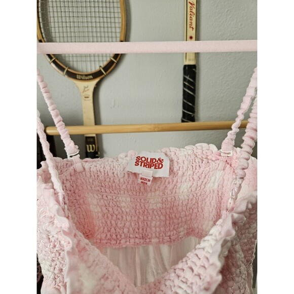 Solid & Striped The Willow Linen-Blend Midi Dress Women's Small Checker Sundress - Picture 6 of 9